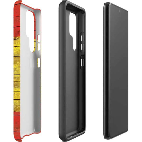 Spain Flag Dark Wood Galaxy S22 Ultra Pro Case